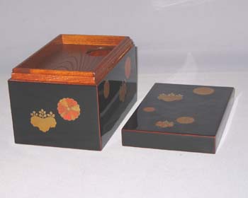 菊桐蒔絵（きくきりまきえ）欅（けやき）茶箱セット（木製三点セット付 